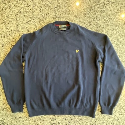 Lyle & Scott Sweater Mens Large Navy Blue 100% Combed Cotton Scotland #600 - Image 1 of 4