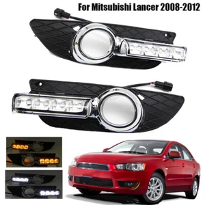 LED DRL Daytime Running Light Fog Lamps W/Signal For Mitsubishi Lancer 2008-2012 - Picture 1 of 15