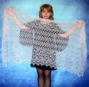 Hand knit white women's scarf,Wool wrap,Lace Russian Orenburg shawl,Gift for her - Picture 1 of 7