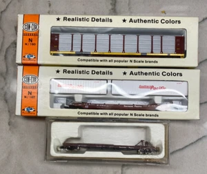 N Scale Con-Cor Twin Stack Container Car, Auto Rack Car, 60' S. Pacific - Picture 1 of 5