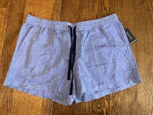 Nautica Linen Blend Women’s XL Shorts NEW Blue Chambray Drawstring Elastic Waist - Picture 1 of 12