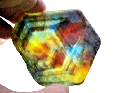 Sapphire Crystal Sclice Slab, 519.8 Carats, Blue Green Yellow Hues, Unpolished - Image 1 of 4