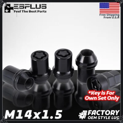 4 Pc Lincoln OEM Wheel Lock Black M14x1.5 Fit Aviator/Continental/MKX/Nautilus - Image 1 of 4