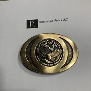 Vintage National wildlife foundation 50th 1936-1986 Brass￼ BTS Belt Buckle - Picture 1 of 6