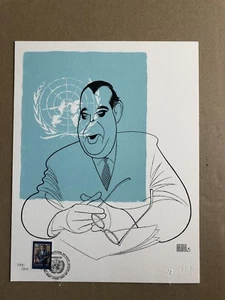 AL HIRSCHFELD - U.N. WFUNA LITHOGRAPHIE - 1987 - U.N. SEKRETÄR - GEN. - TRYGVE LIE - Bild 1 von 7