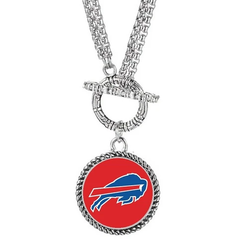 Buffalo Bills Womens Double Layer T-Bar Chain Link Pendant Necklace D15 Cover