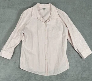 Camicia LL Bean donna L rosa bianca righe cotone seersucker bottoni shacket - Foto 1 di 8