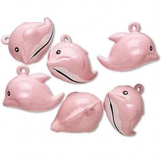 6 dijes de campana de delfín rosa 25x18 mm de latón y esmalte * Foto 1 de 1