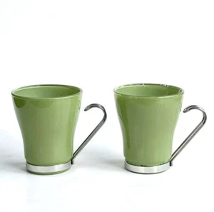 Vintage BORMIOLI VITROSAX Italy Coffee Cups RARE Green 1970s Expresso - Picture 1 of 9