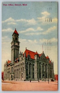 Postal antigua de 1917 de la oficina de correos, Detroit Michigan - Imagen 1 de 2