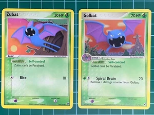 Zubat 83/107 + Golbat 31/107 EX Deoxys Common Pokemon 2005 Non Holo - Picture 1 of 5
