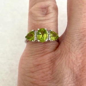 Sterling Silber 925 STS Chuck Clemency ovaler Peridot 3 Steine Ring Gr. 4,75 - Bild 1 von 21