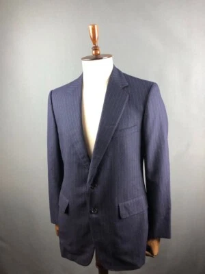 Шерстяной темно-синий мужской блейзер Chester Barrie размер R104/41 дюйма в полоску - Изображение 1 из 4