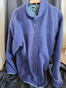 LL Bean Jacket Mens Large Blue Fleece Polartec The Weather Channel Full Zip - Picture 1 of 9
