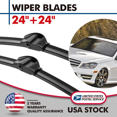 24"+24" Wiper Blades For Mercedes-Benz C300 C63 AMG 2008-2013 E350 2010 - 2013 - Image 1 of 4