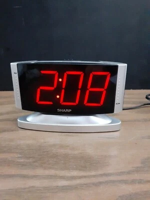 Sharp Basic Digital Alarm Clock Red Large Number Display Swivel Model SPC033 - Image 1 of 4