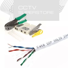 Cat6 1000ft Cable Tester Crimper 20 RJ45 Connector Plug Network White Tool Kit