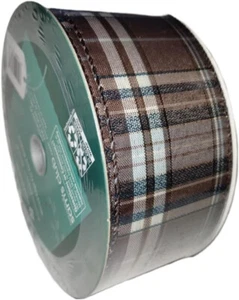 Member's Mark Wired Edge Holiday Ribbon, 2.5" Wide x 50 Yards Brown Plaid - Picture 1 of 2