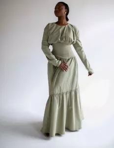 Chinutay & Co. Small Long Sleeve Liyana Maxi Dress - Sage Green NWT - Picture 1 of 10