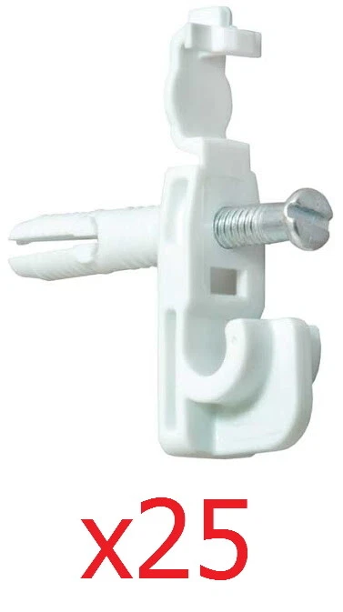 Paquete de 25 Rubbermaid Juego Rápido Montaje Fijo Clip Trasero Soporte Alambre Estante, Blanco Foto 1 de 1