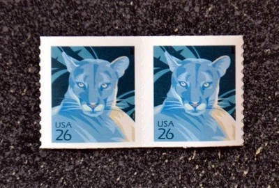 USA2007 #4141 26c Florida Panther - Coil Pair  Mint NH self adhesive  cat - Image 1 of 2