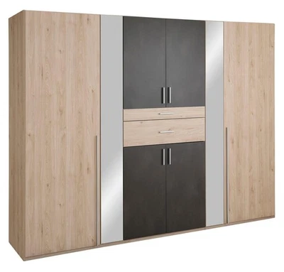 Kleiderschrank Xanten Drehtürenschrank 270x58x208cm Raw Steel / Hickory Eiche - Bild 1 von 4