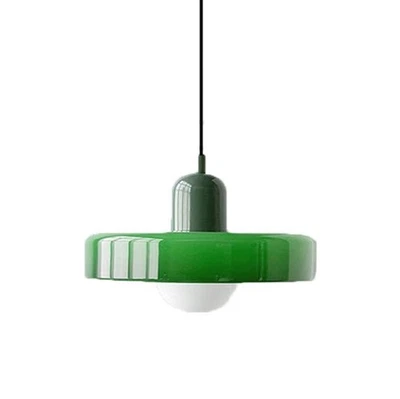 9.8" Nordic Mid Century Green Glass Pendant Hanging Light Modern Single Resta... - Image 1 of 4