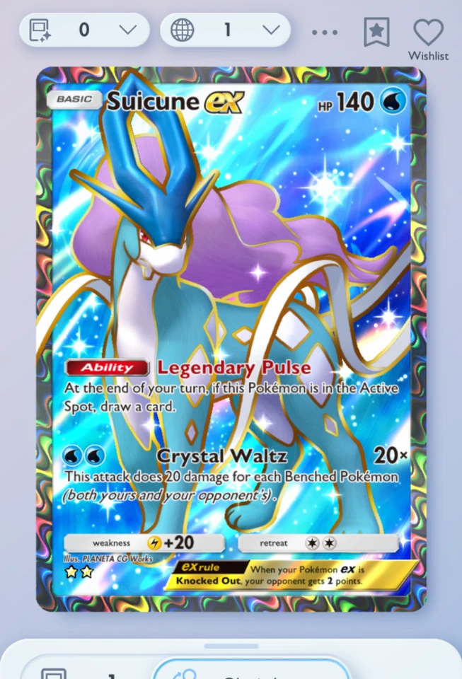 Pokemon TCG POCKET - Suicune Full Art 2⭐, Secluded Springs, English - Image 1 of 1