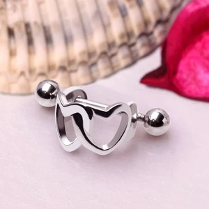 316L Surgical Steel Interlocked Hearts Cartilage Cuff - Picture 1 of 3