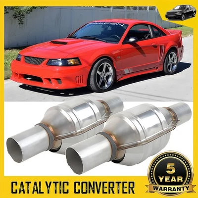 Par convertidor catalítico de acero inoxidable para Ford 99-04 Mustang 2" entrada/salida Foto 1 de 4