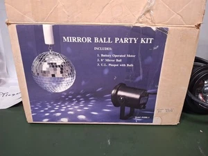 Vintage Complete Mirror Ball Party Kit With 8" Mirror Ball, Motor And Pinspot - Picture 1 of 11