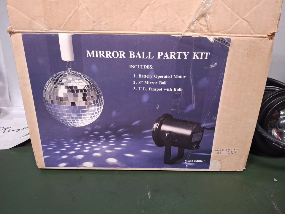 Vintage Complete Mirror Ball Party Kit With 8" Mirror Ball, Motor And Pinspot - Image 1 of 4
