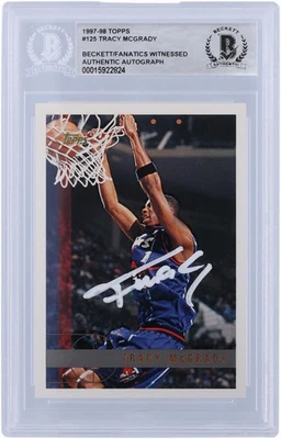 Tarjeta de novato Beckett firmada por Tracy McGrady Toronto Raptors 1997-98 Topps serie 1 Foto 1 de 3