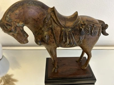 Chinese Vintage Tang Dynasty Iron Saddled War Horse Sculpture - Image 1 of 4