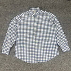 BROOKS BROTHERS Regent Cotton Blue Plaid Shirt Sz Large Button Front - Picture 1 of 7