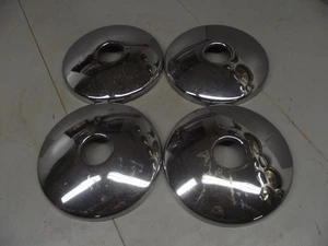 VINTAGE CHROME TRAILER HUBCAPS OLD boat camp travel - Picture 1 of 5