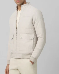 Men White Pure Suede Leather Jacket Slim Fit Trucker Jacket Custom Size S M L XL - Picture 1 of 5