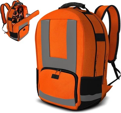 Extreme Durable Tool Backpack Heavy Duty Electricians Bag w/ Leather Base Orange - Image 1 of 4