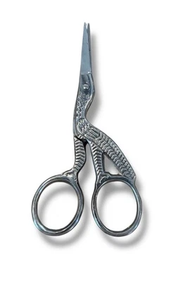 Vintage Ornate STORK Crane Heron Bird Embroidery SEWING Scissors 3.75" Homeil? - Image 1 of 2