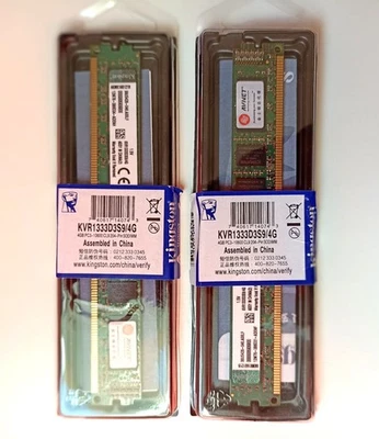 Kingston 4 GB KVR1333D3S9/4G Memorie RAM PER PC Desktop - Set di 2 Pezzi (8GB) - Immagine 1 di 4
