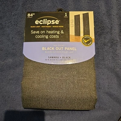 Eclipse Samra Blackout Black Rod Pocket Single Curtain Panel 42x84 - Image 1 of 4