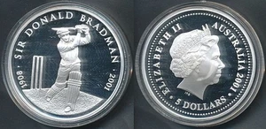  Australia: 2001 $5 Sir Donald Bradman 1oz Silver, Cat $85 - Bild 1 von 1
