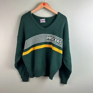 Vintage 80s NFL Green Bay Packers Pullover Sweater Cliff Engle Large Made in USA - Picture 1 of 9