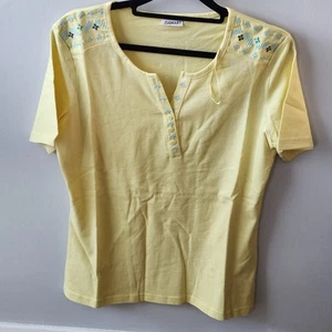 Damart Ladies T. Shirt With Embroidery, Size 12 Lemon - Picture 1 of 4