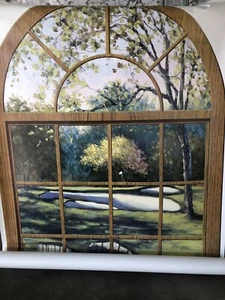 golf Window Prepasted Art Mural 33.5 in x 55 in  arch fall foliage - Picture 1 of 10