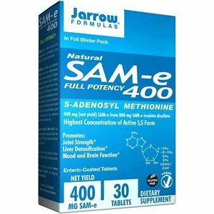 Jarrow Formulas Natural SAM-e (SAMe) 400, 400 mg, 30 Enteric-Coated Tablets - Picture 1 of 1