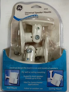 New UNIVERSAL GE Adjustable White Speaker Mount for Wall or Ceiling #80568 - Picture 1 of 5