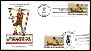 1925 18c Stamps (1981) DISABLED DOES NOT MEAN UNABLE FDC HD/HP - FRED COLLINS - Picture 1 of 1