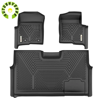 Car Floor Mats Liner For 2010-2014 Ford F-150 F150 SuperCrew Cab TPE All-Weather - Image 1 of 4