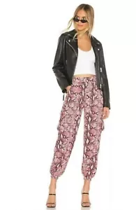 LIONESS Cypress Pants SMALL Cargo Jogger Ankle Snakeskin Python Print High Rise - Picture 1 of 7